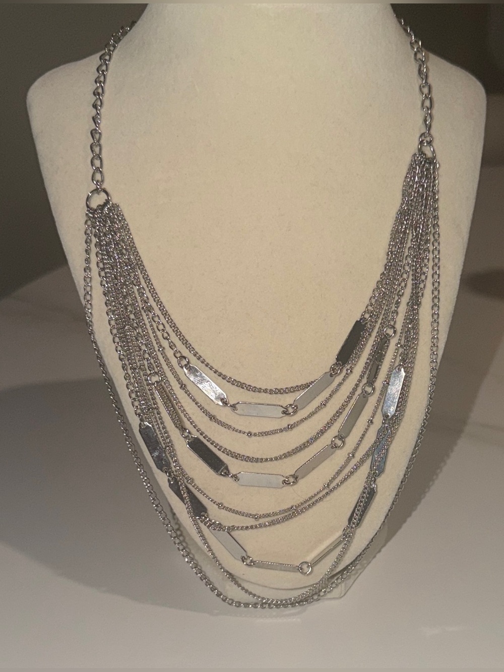 Multi-Strand Silver Layered Necklace - Women Jewelry